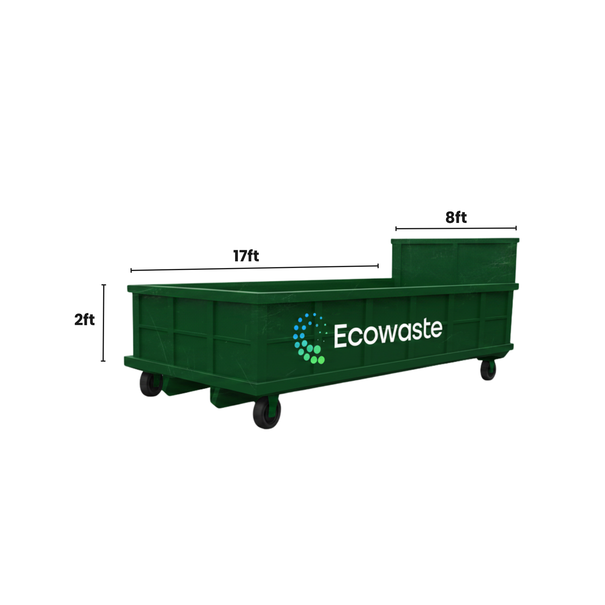 10 Yard Dumpster with labeled dimensions